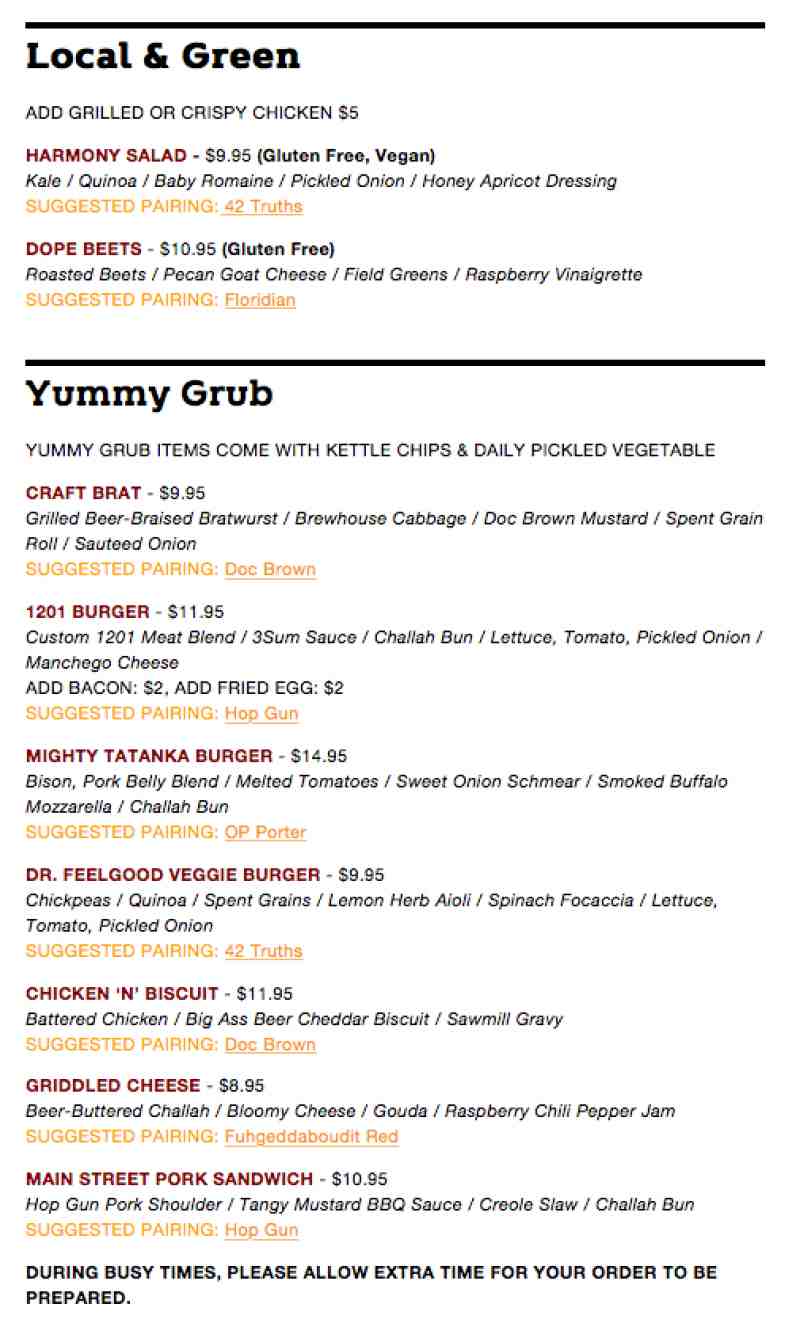 Menu for Funky Buddha Brewery (1201 NE 38th St Oakland Park FL, 33334)