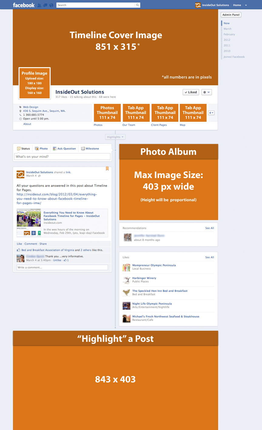 Facebook Timeline Image Dimensions Cheat Sheet InsideOut Solutions, Inc. Facebook Timeline Image Dimensions Cheat Sheet InsideOut Solutions, Inc.