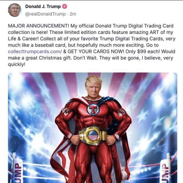 NFT Trump's major announcement is his 'digital trading cards'