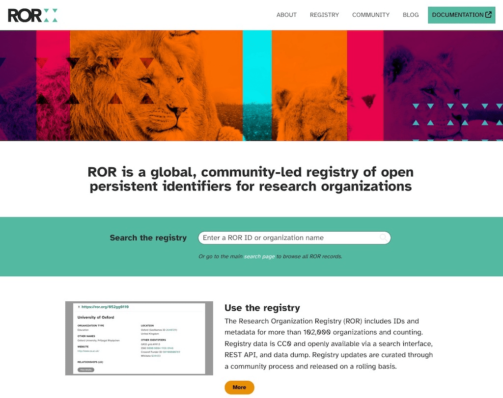 Research Organization Registry Inside Science Resources