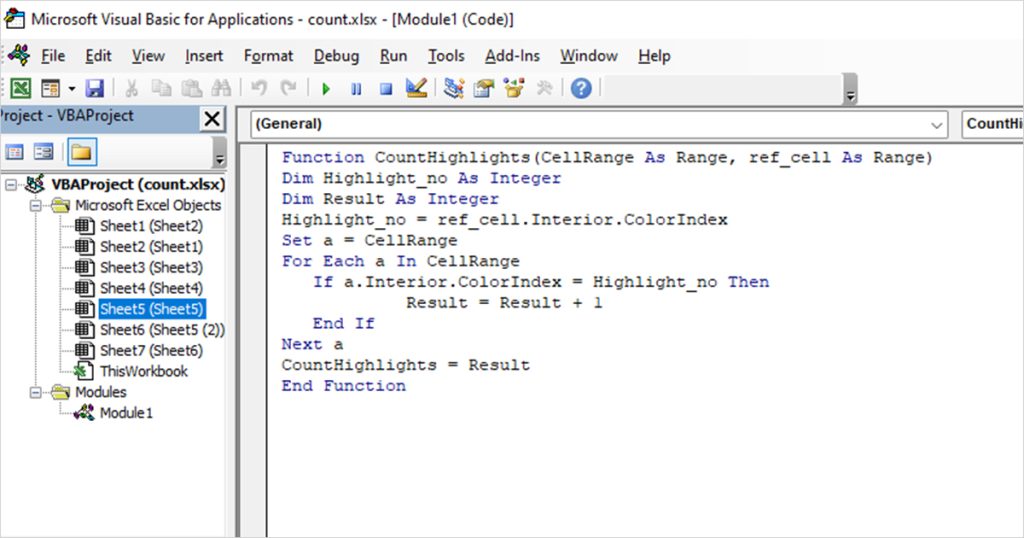 How to Count Highlighted Cells