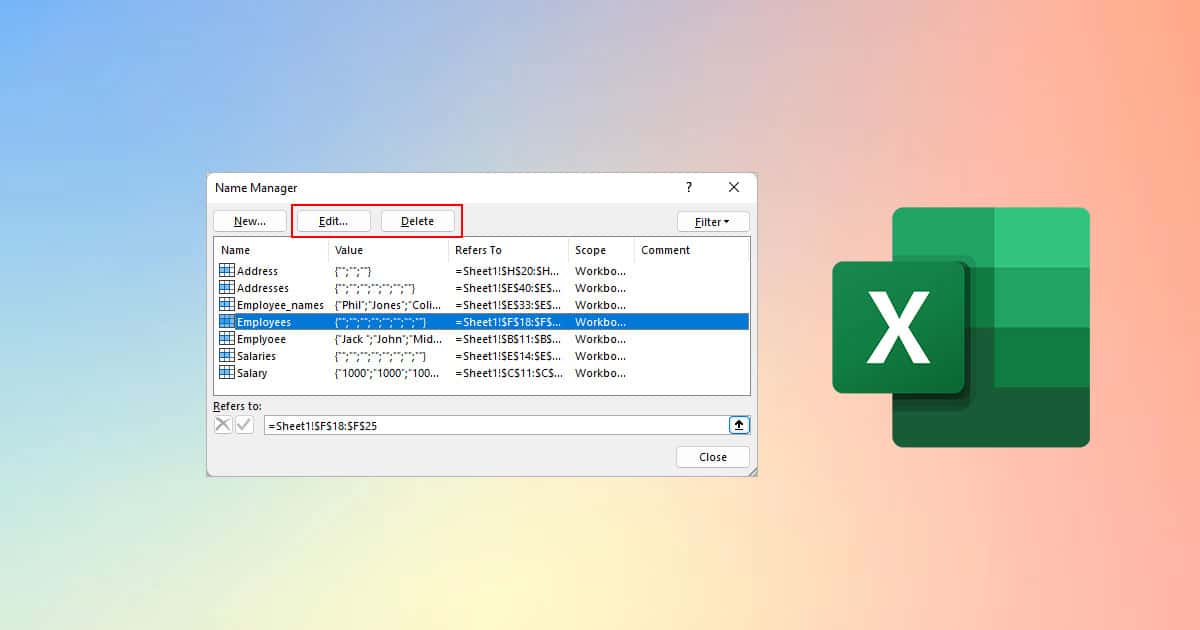 How to Delete or Update Named Range?