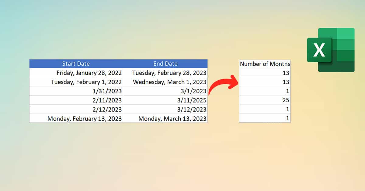 How To Calculate The Months Between Two Dates In Excel
