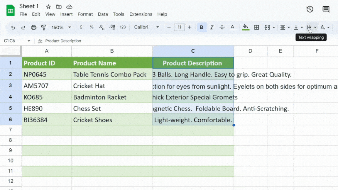 How to Wrap Text in Google Sheets