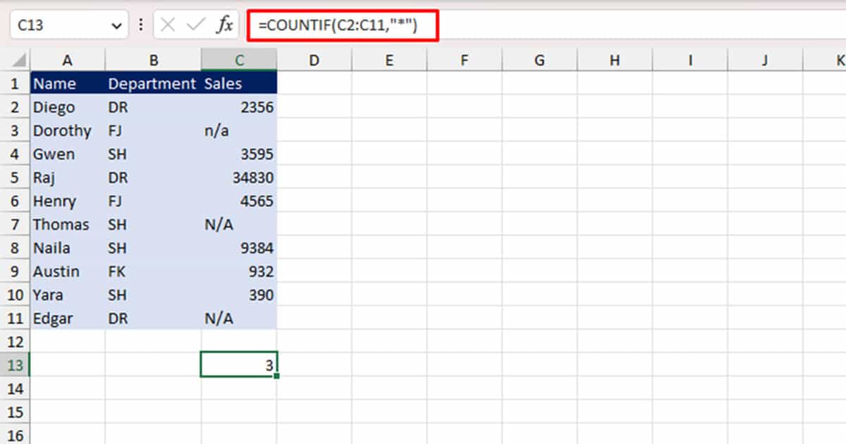 How to Excel Count Cells with Text