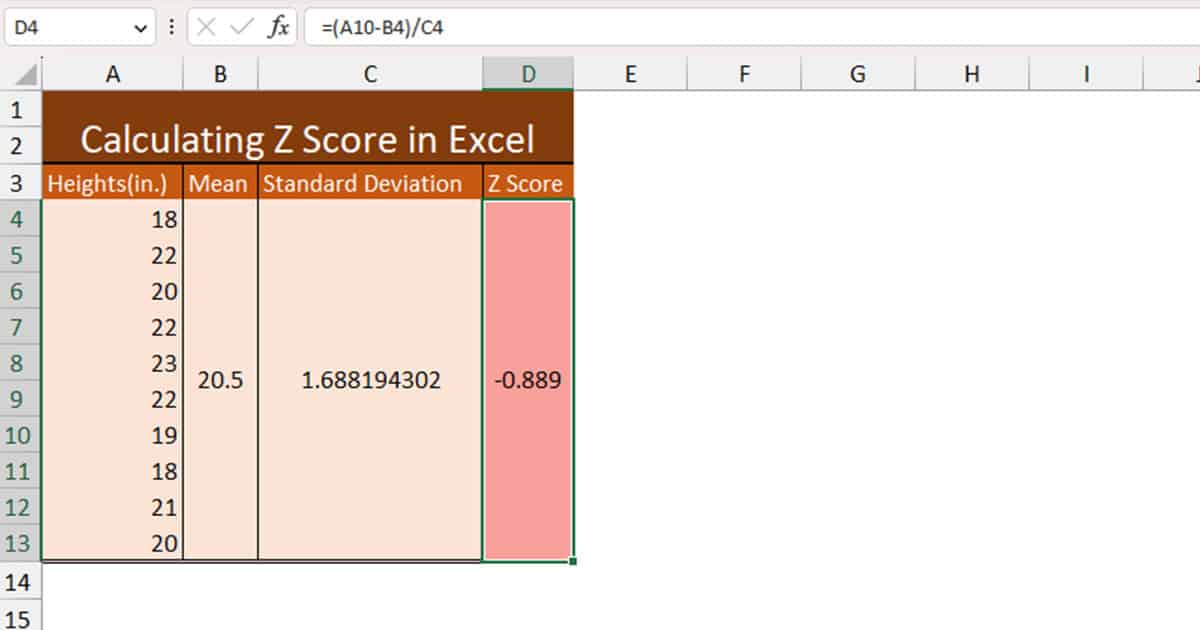 How to Calculate Z Score in Excel