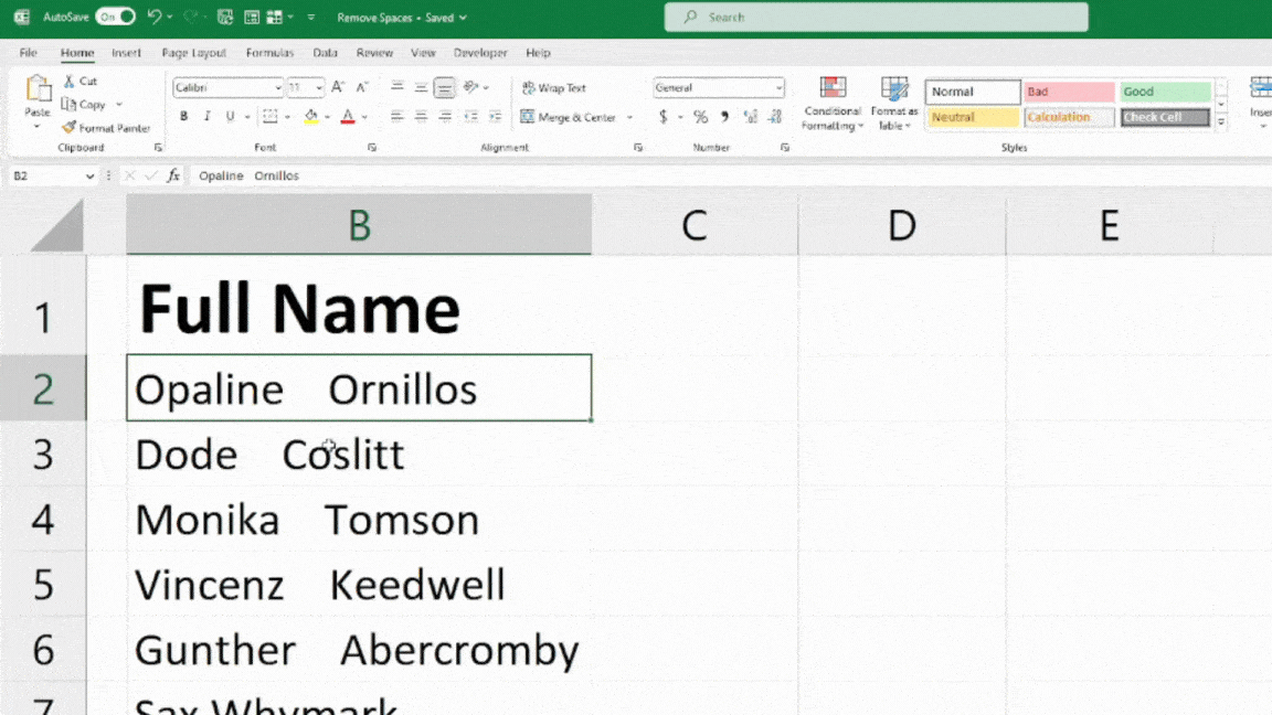 How to Remove Spaces in Excel