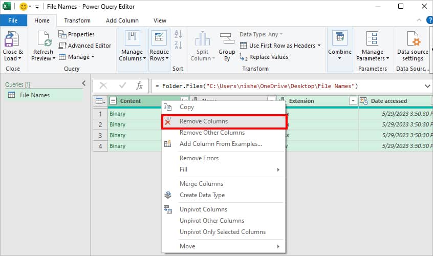 How to Copy File Names Into Excel
