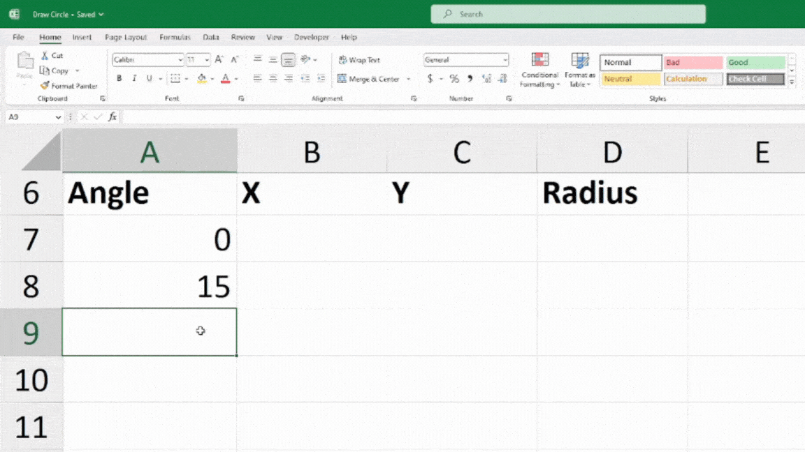 How to Draw a Circle in Excel