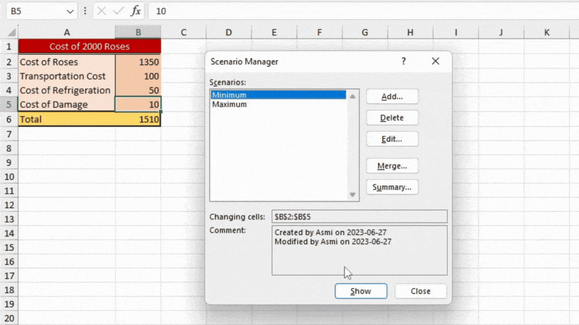 How to Use Excel Scenario Manager