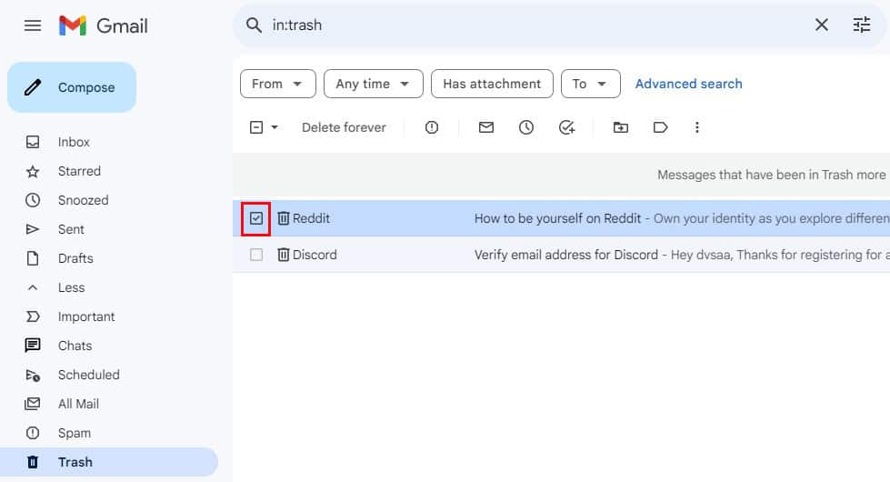 How to Search Trash in Gmail