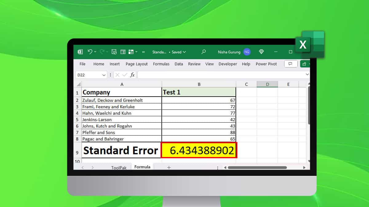 How to Calculate Standard Error in Excel