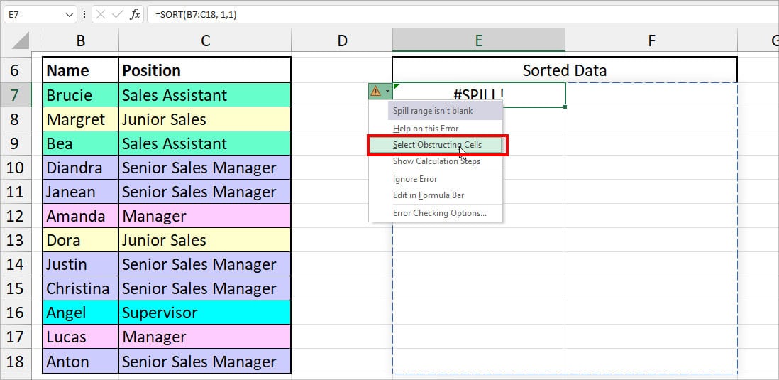 How to Correct SPILL! Error in Excel