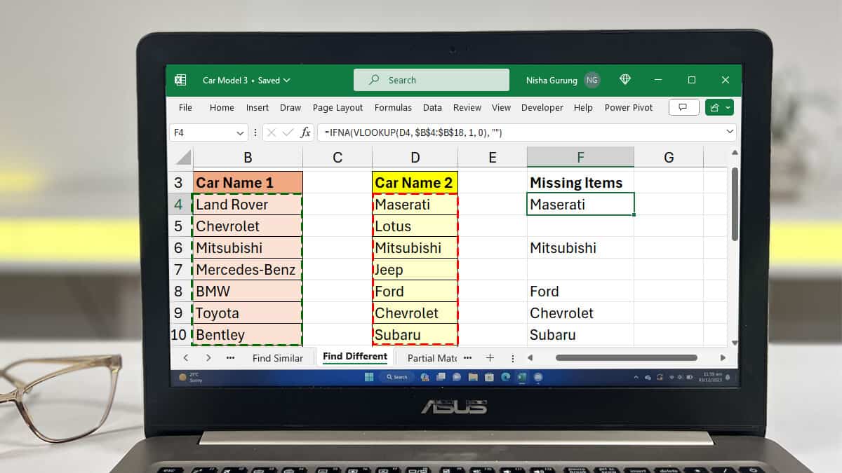 How to Compare Two Columns in Excel Using VLOOKUP