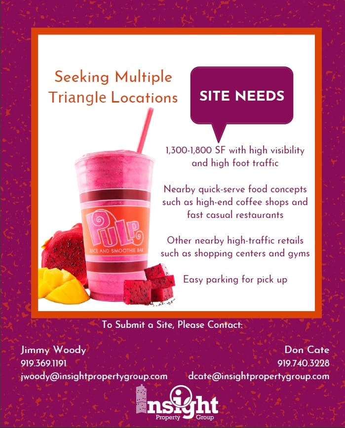 Pulp Juice and Smoothie Bar Pursuing Multiple Triangle Area Locations