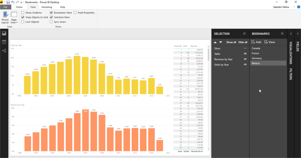 How to Create Power BI Bookmarks Tutorial