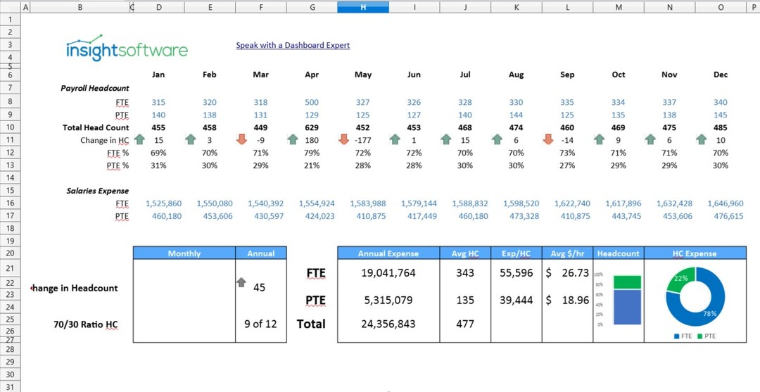 Headcount Ratio Model Sample Reports & Dashboards insightsoftware