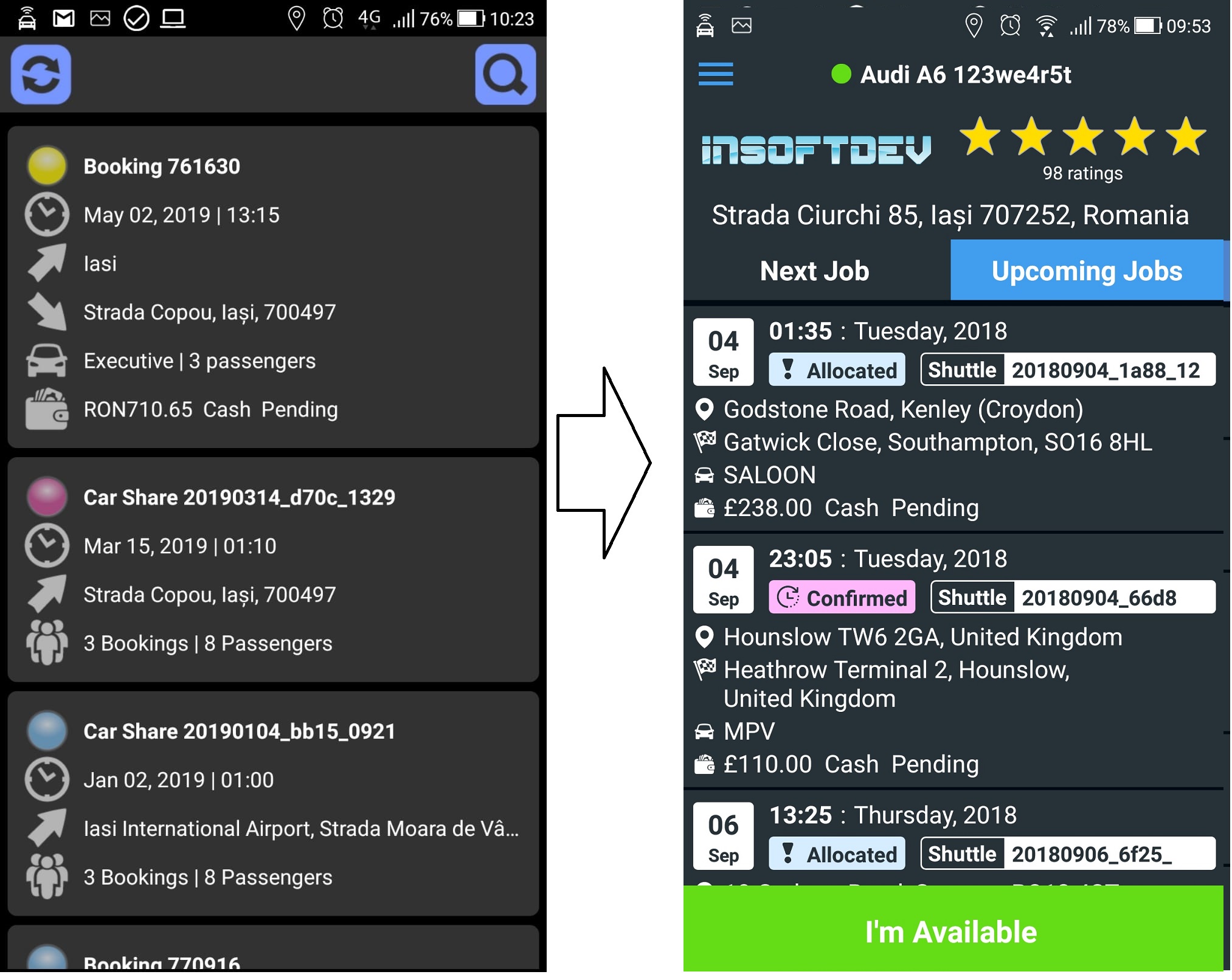 INSOFTDEV Taxi Dispatch System Driver apps