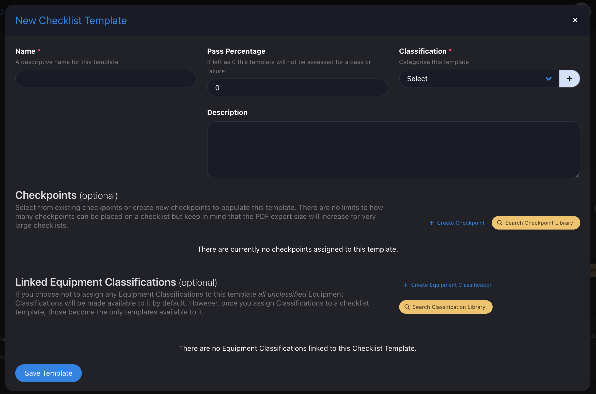 Inspeckta Docs • Create an Equipment Classification