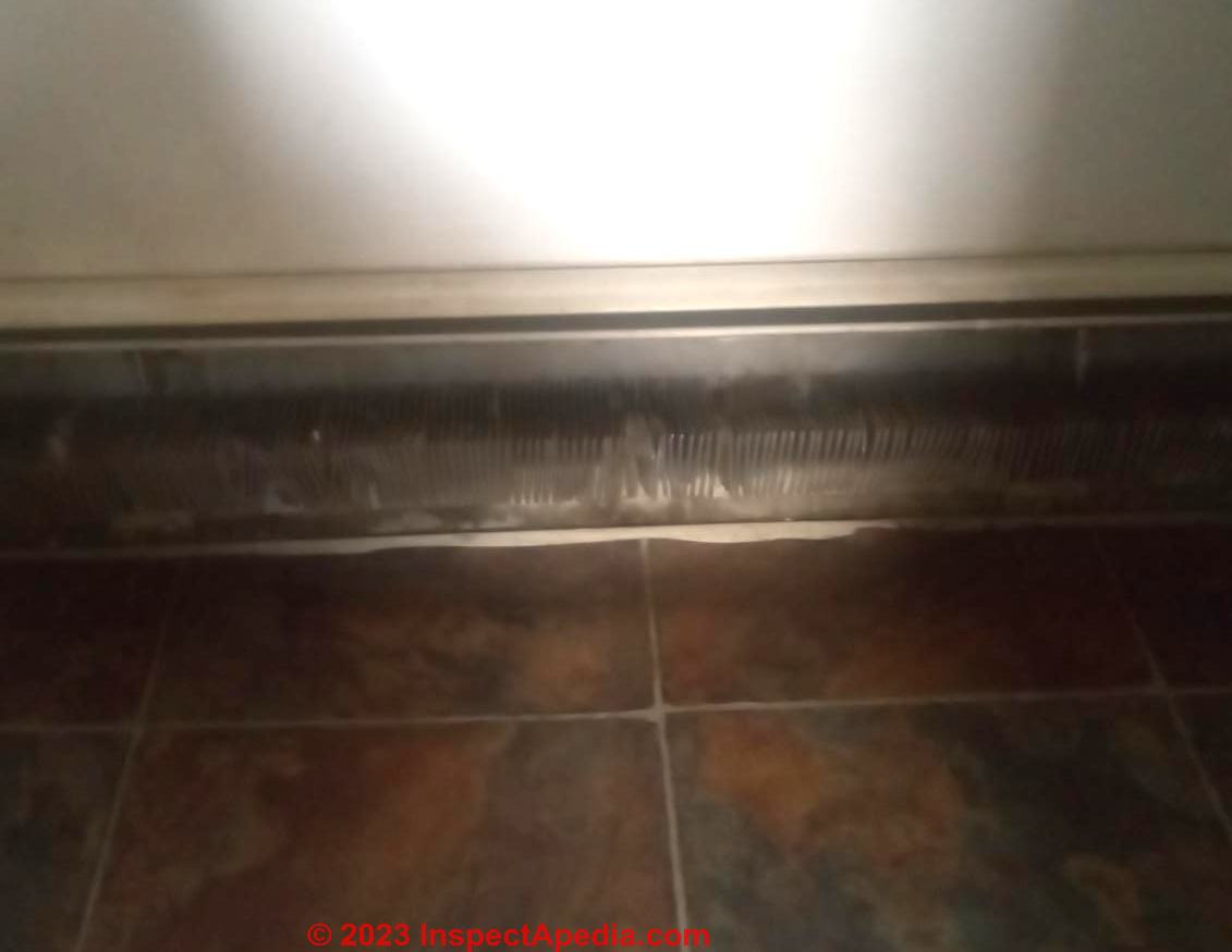 Baseboard Heat Damage Missing covers, damaged fins, clogged, leaky