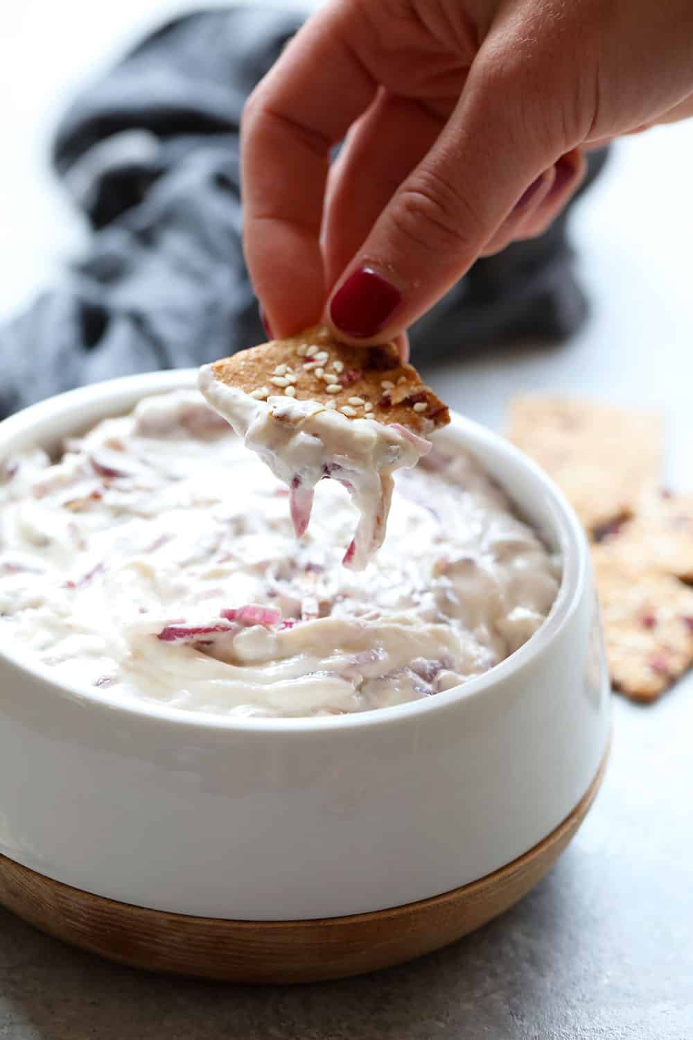 Inspiralized Spiralized Caramelized Onion Greek Yogurt Dip