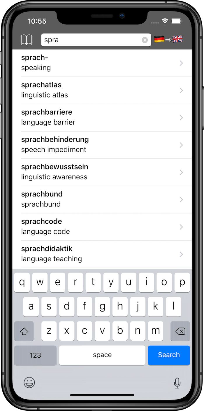 German dictionary app for Android and iOS. Fast, offline, multilingual