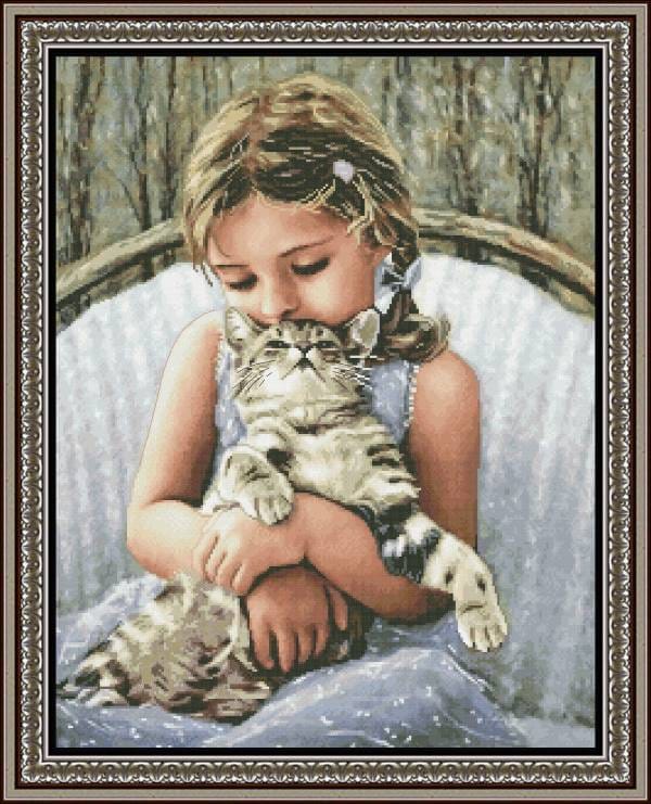 Cross stitch kit Fluffy friend 31x39cm Aida 18ct embroidery needlepoint
