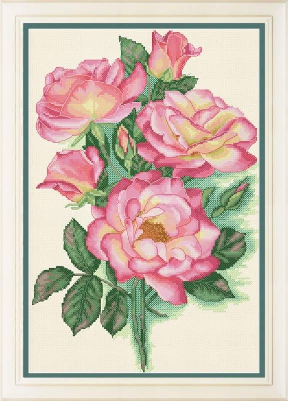 Cross stitch kit Garden roses 19x29cm Aida 16ct embroidery needlepoint