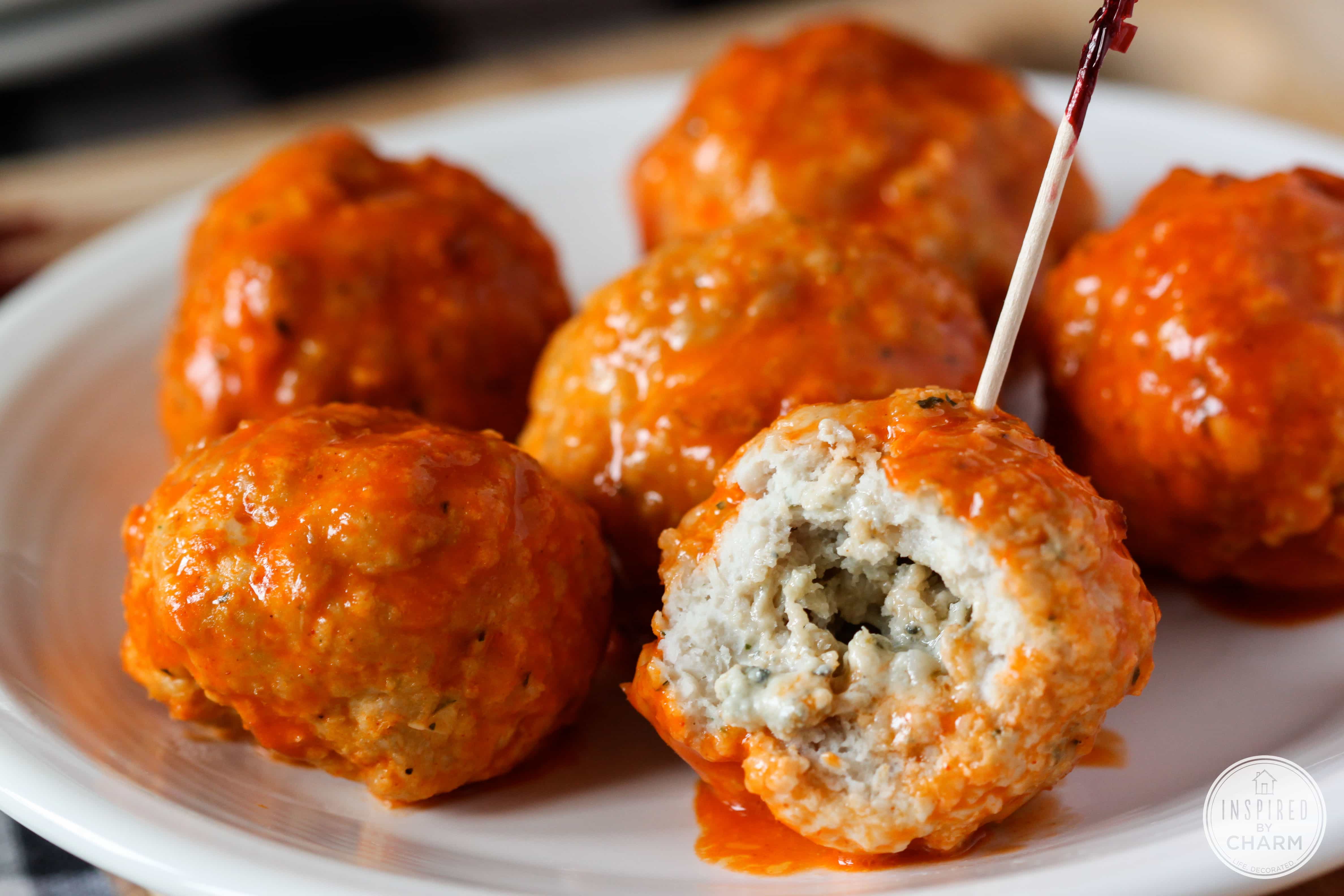 Buffalo and Blue CheeseStuffed Crockpot Meatballs Recipe