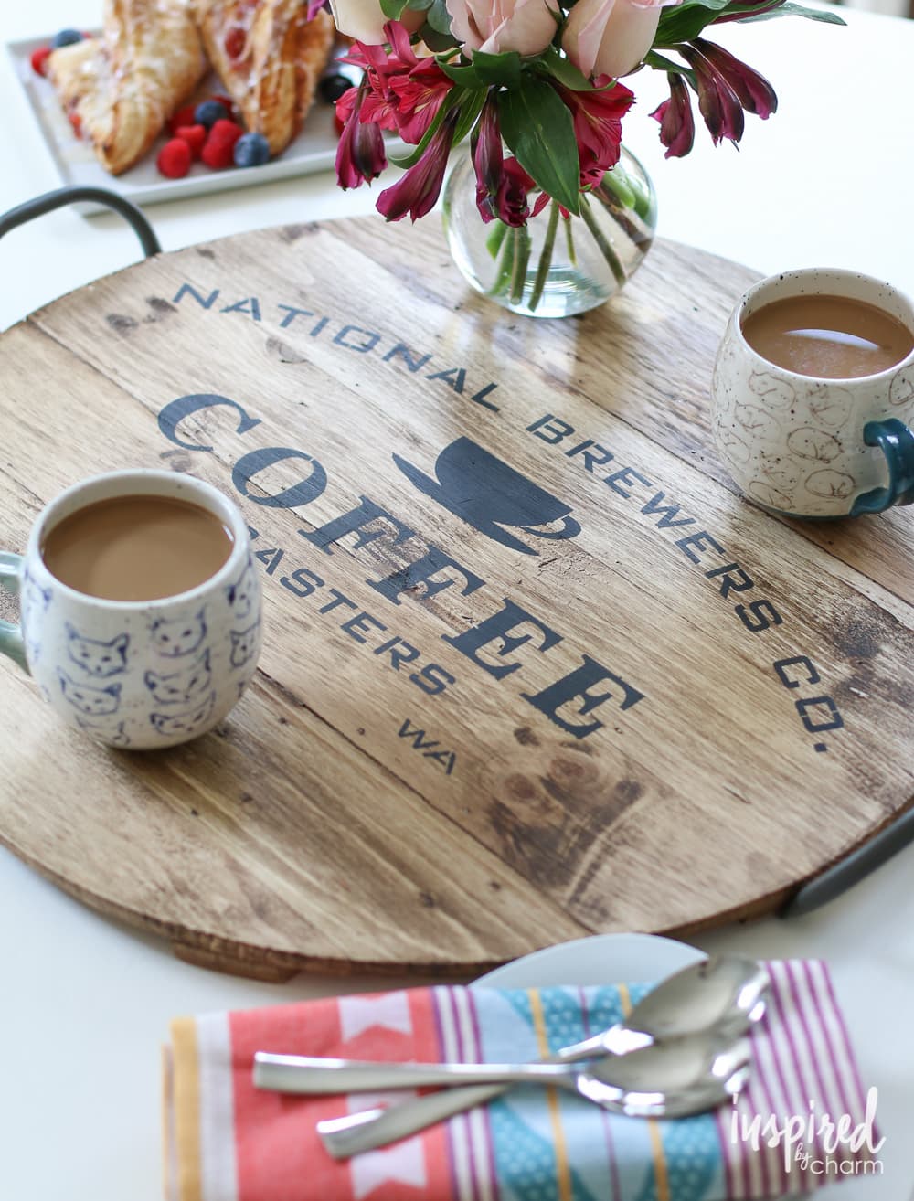 DIY Coffee Stenciled Wooden Tray