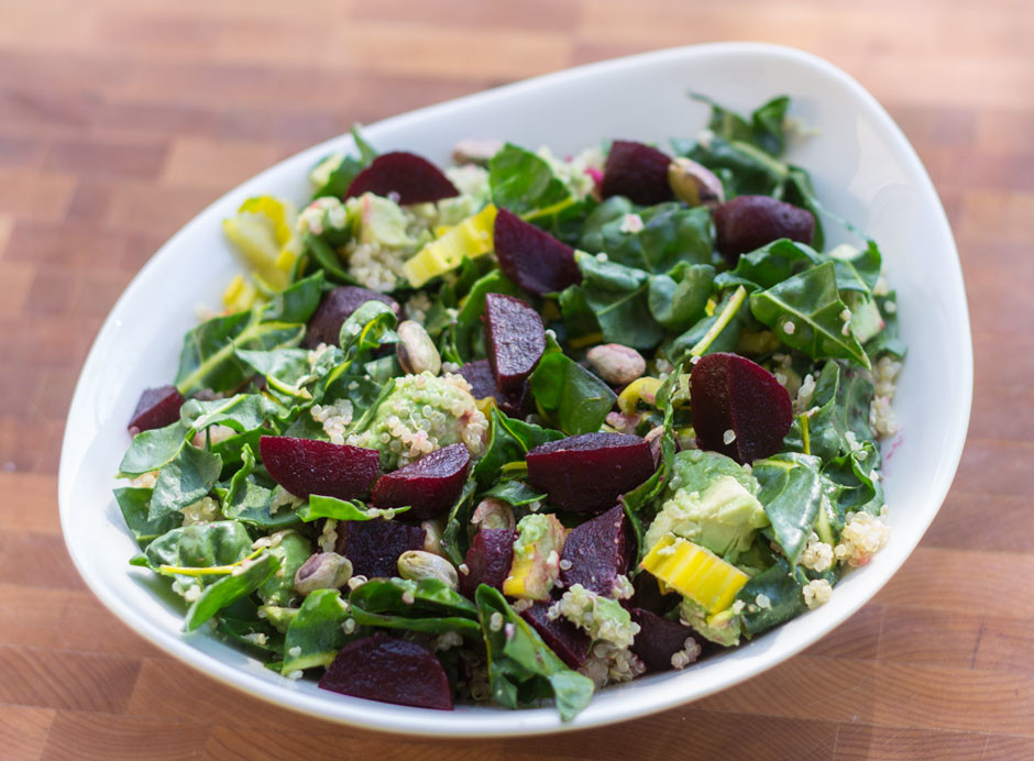 Beet Salad with Quinoa, Swiss Chard, and Avocado Inspired RD