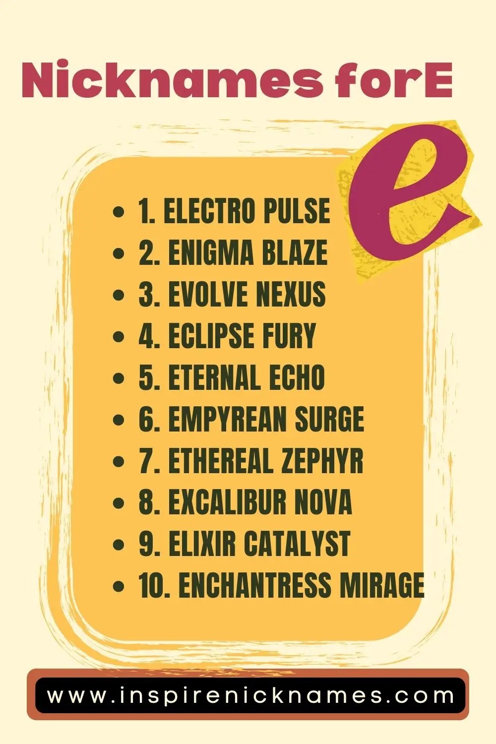 Nicknames for E Cool and Edgy Picks for Trendsetters(08)