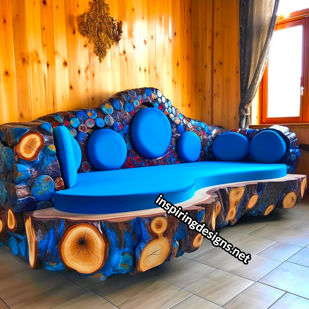 Couches Made From Logs and Epoxy A Daring Fusion for Bold Homeowners