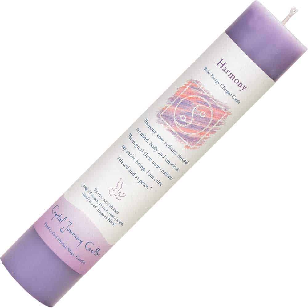 7″ Crystal Journey Herbal Magic Reiki Charged Pillar Harmony Candle