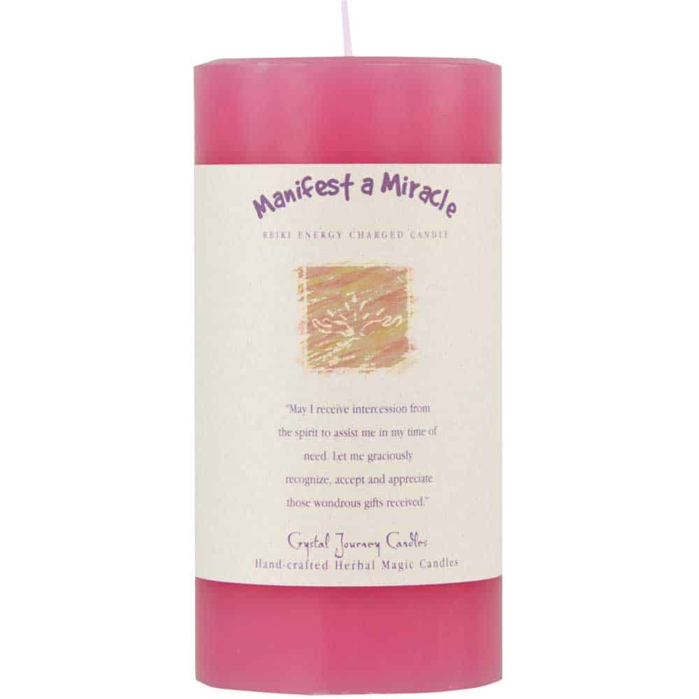 3″ x 6″ Crystal Journey Herbal Magic Reiki Charged Pillar Candle