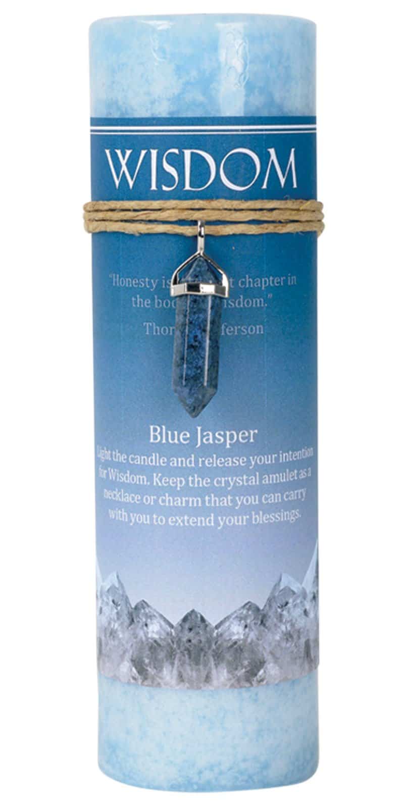 Crystal Energy 6″ Charm Candle Wisdom (Blue Jasper) Inspirit Crystals