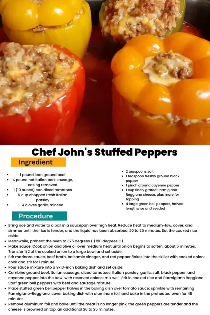 delightful chef john's stuffed peppers with Marinara Sauce Insta Cooked