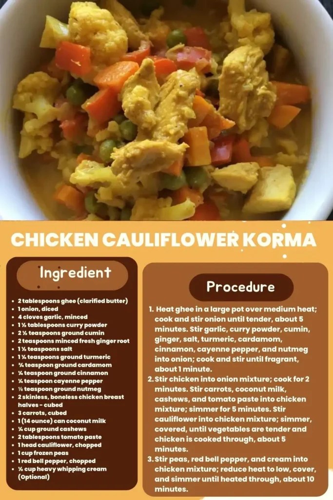 Chicken and cauliflower korma curry