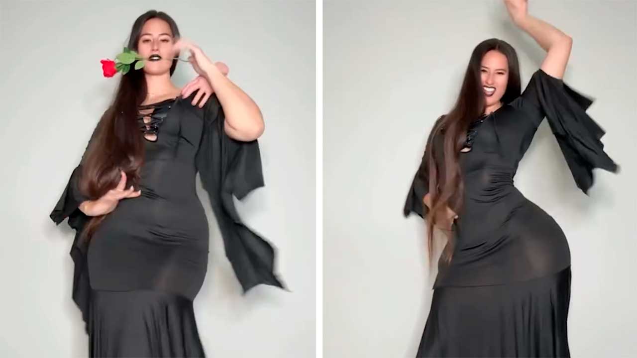 “Mortícia de 2,13m” Marie Temara diverte fãs ao surgir fantasiada no