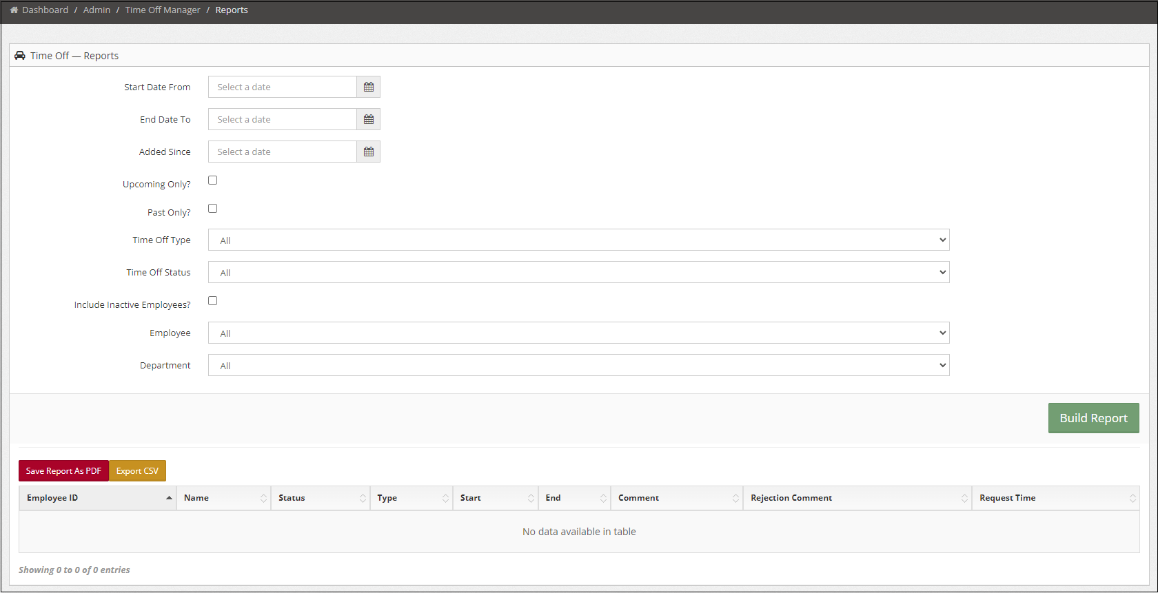 Time Off Reports InStaff Knowledgebase