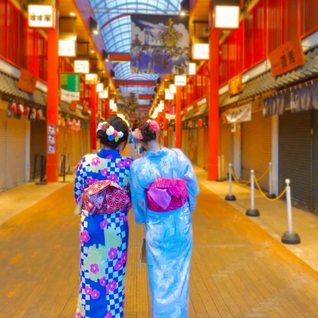 橋元優菜さんのインスタグラム写真 (橋元優菜Instagram)「お互いに普段着なそうな浴衣をチョイス👘 今回お借りしたのは 『浅草着物
