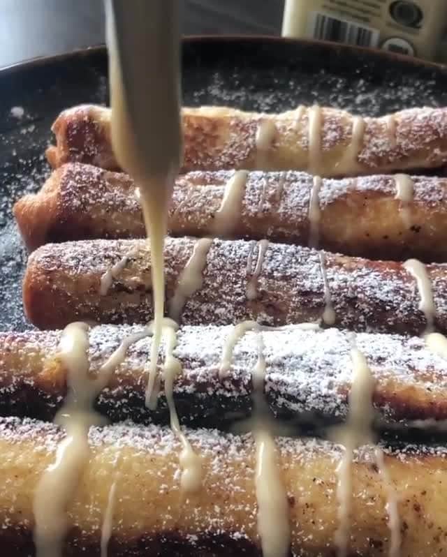 Seasoningsさんのインスタグラム動画 SeasoningsInstagram)「Stuffed French Toast Roll Ups