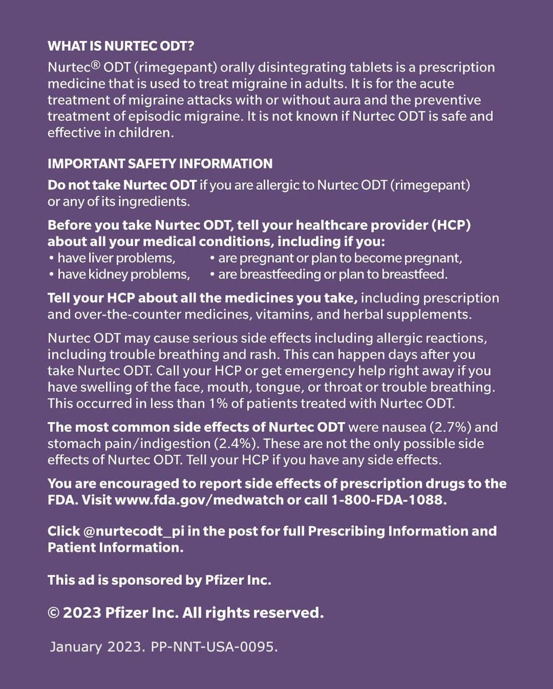 アリー・ブルックさんのインスタグラム写真 (アリー・ブルックInstagram)「See full PI for Nurtec® ODT