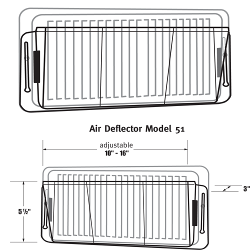 Installerstore > Wall Vent Accessories > Deflecto Adjustable Air Deflector for Sidewall Registers