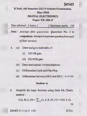 MDU B.Tech Digital Electronics Question Paper 2018 – InstaPDF