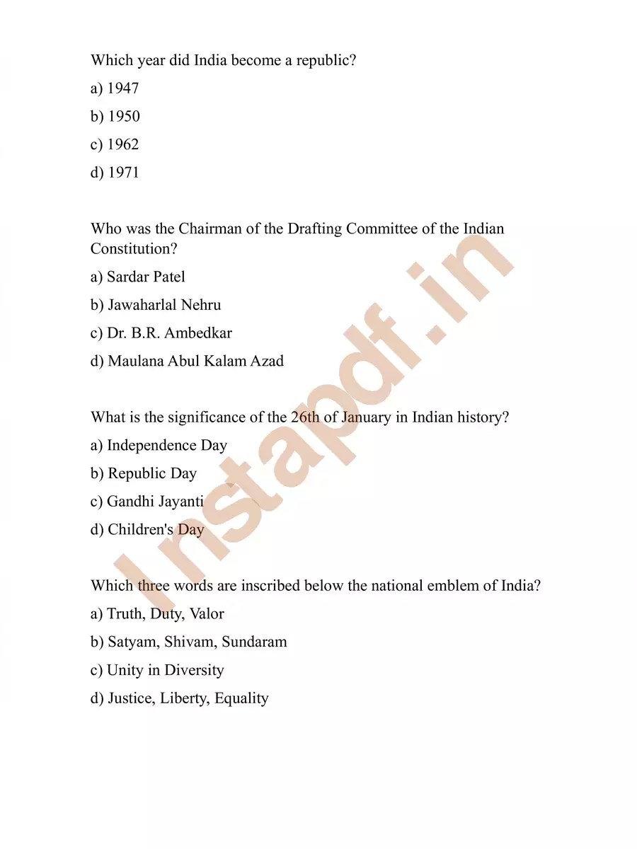 Republic Day Quiz Questions and Answers PDF InstaPDF