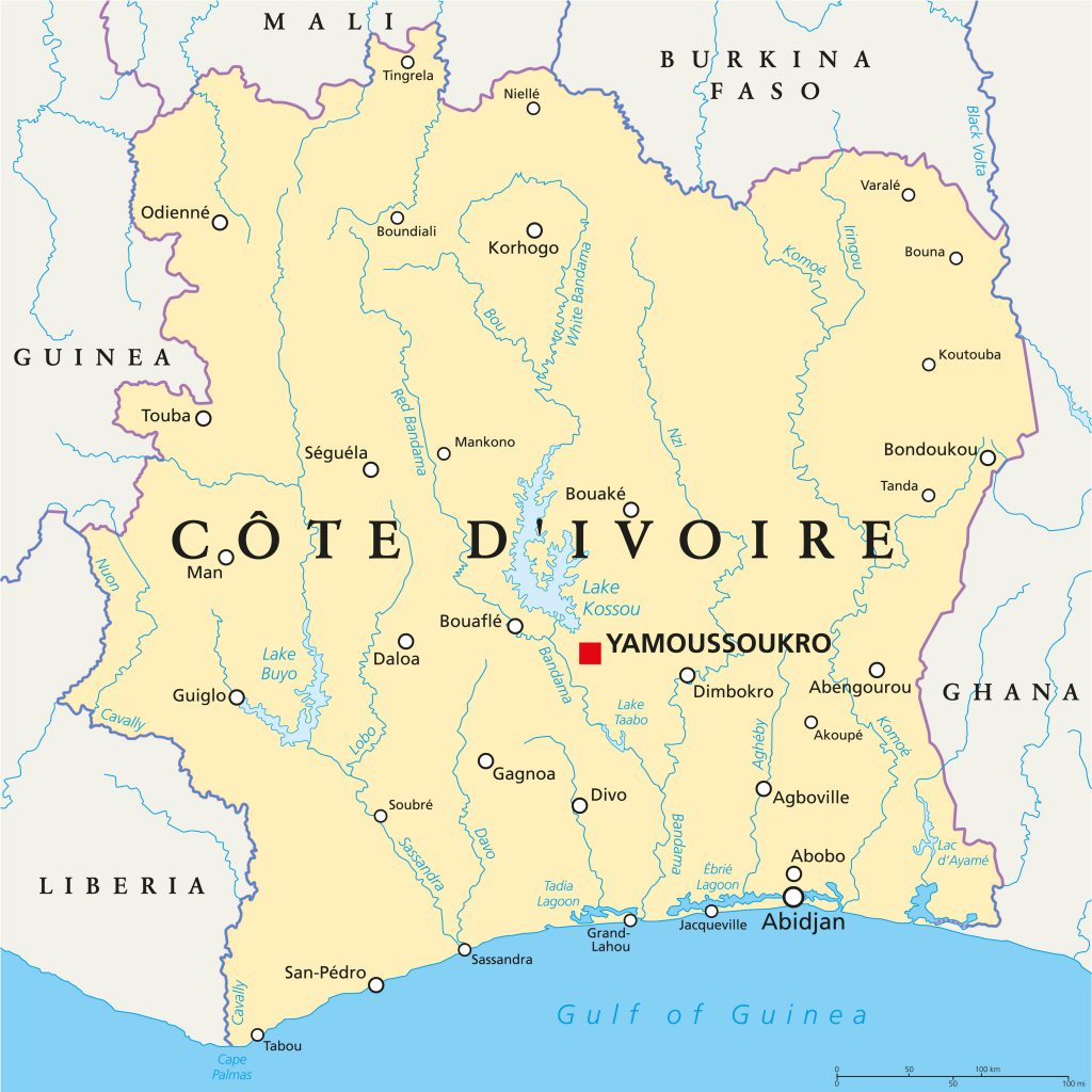 Ivory Coast Africa Map / Ivory Coast Political Map