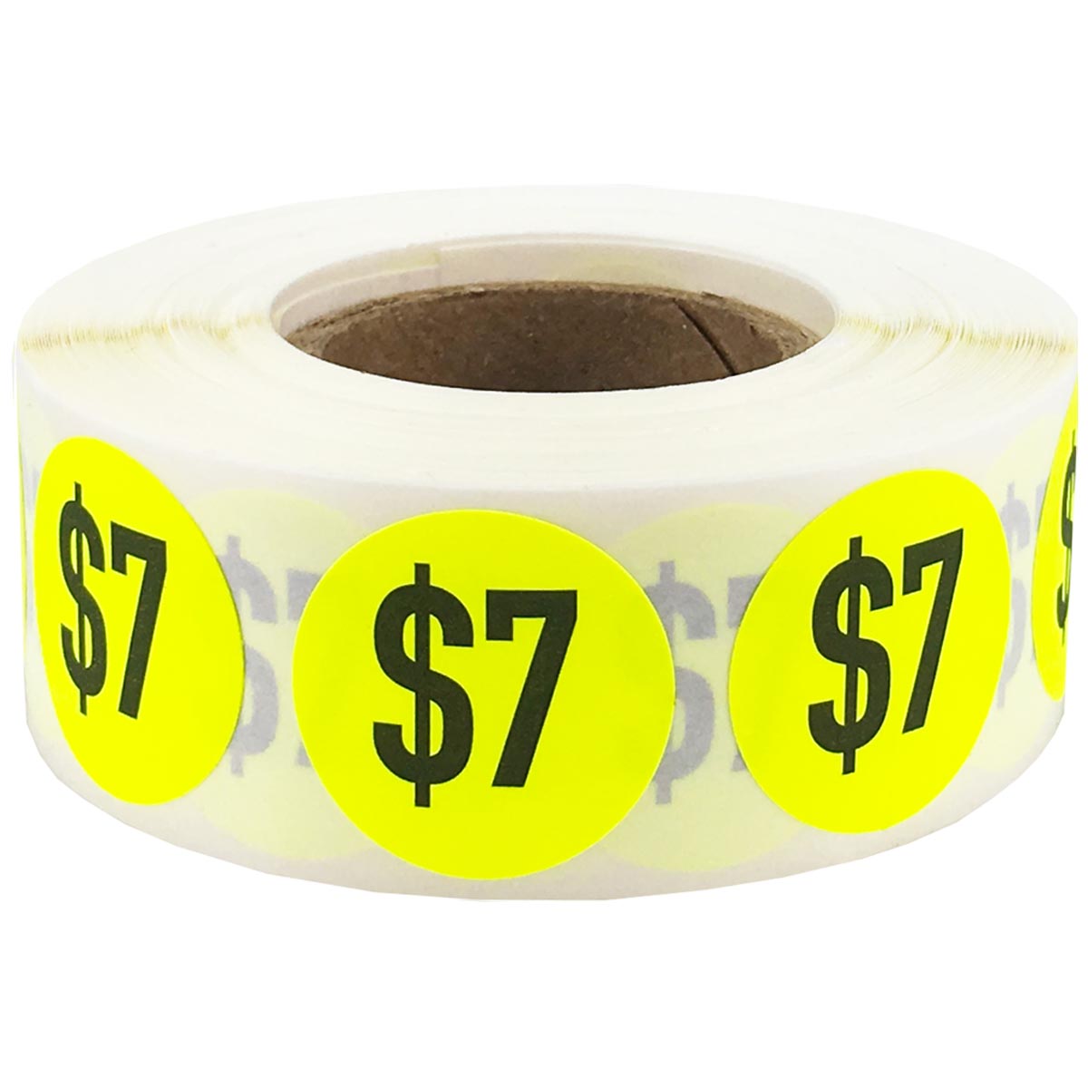 7 Fluorescent Yellow Pricing Stickers 3/4" Round