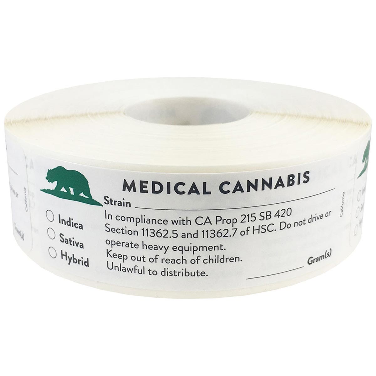 California Medical Cannabis Warning Labels 1" x 3"