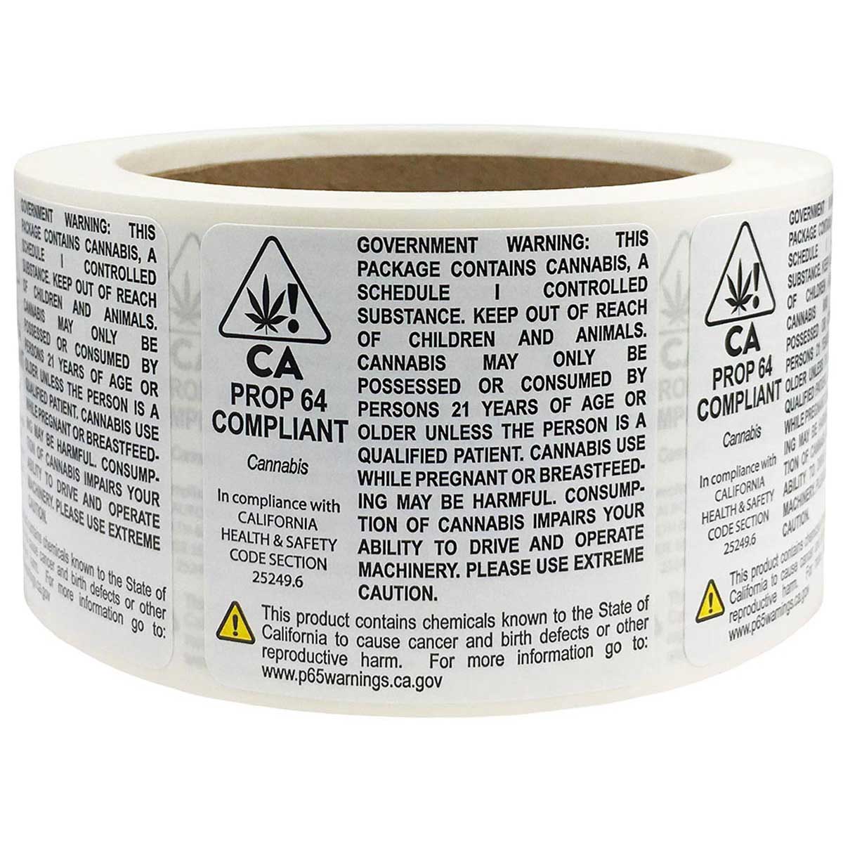 California Prop 64 Compliant Cannabis Warning Labels